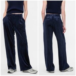 NWT! GAP Dark Indigo Blue Recycled Easy Crinkle Velvet Trousers - Size 2🩷#589109